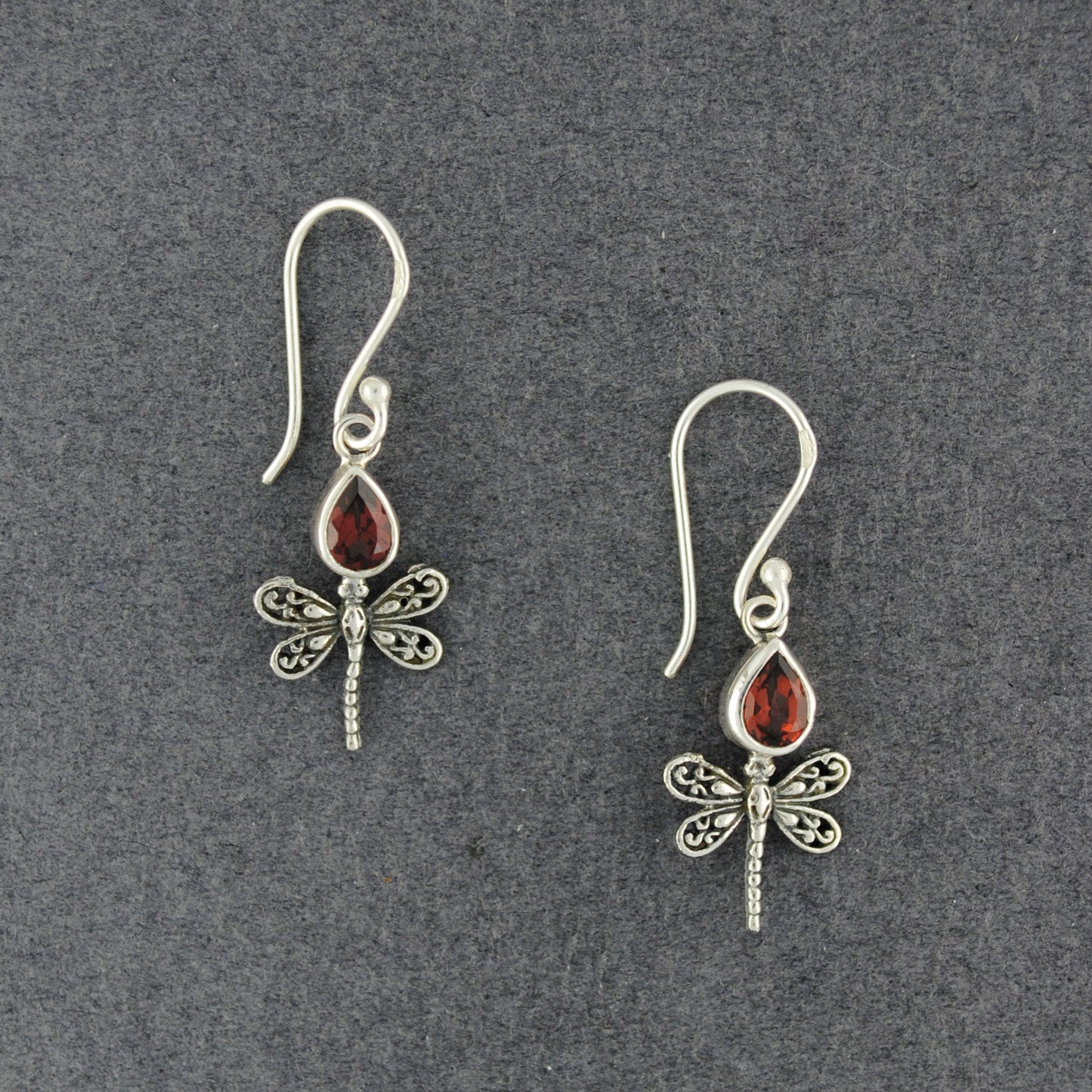 Garnet Dragonfly Earrings