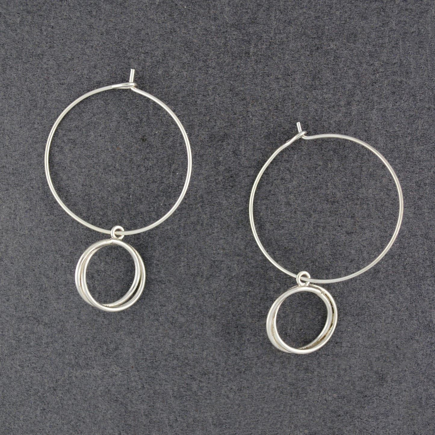 Sterling Silver Circle Dangle Hoop Earrings