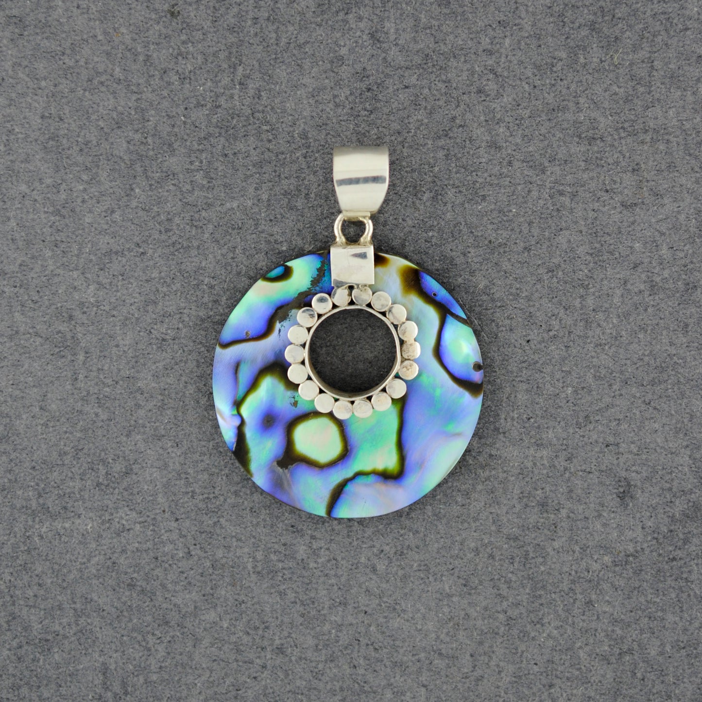 Abalone Dotted Cutout Circle Pendant