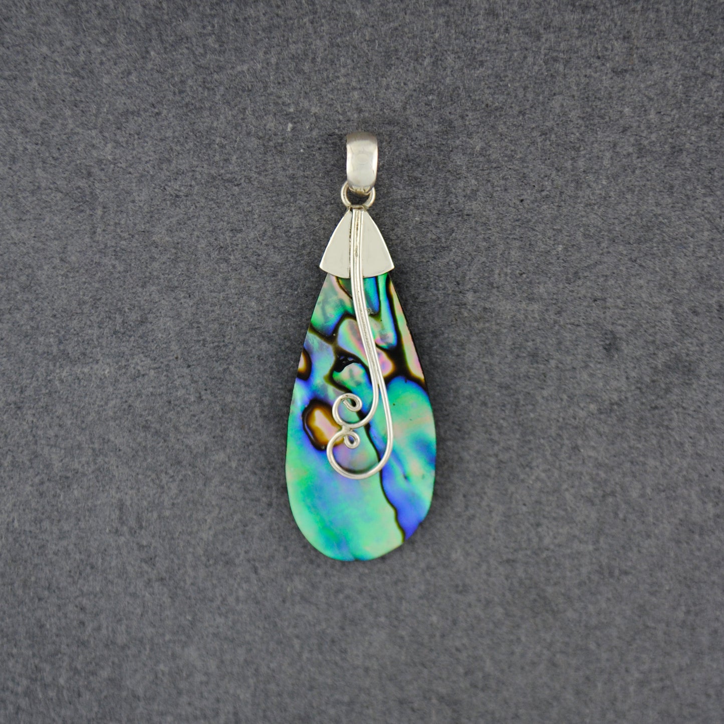 Abalone Double Spiral Teardrop Pendant