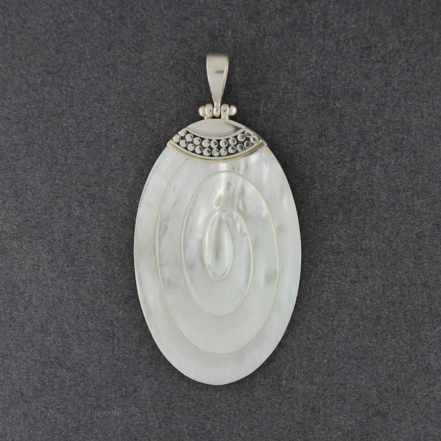 Mother of Pearl Large Oval Carved Spiral Pendant