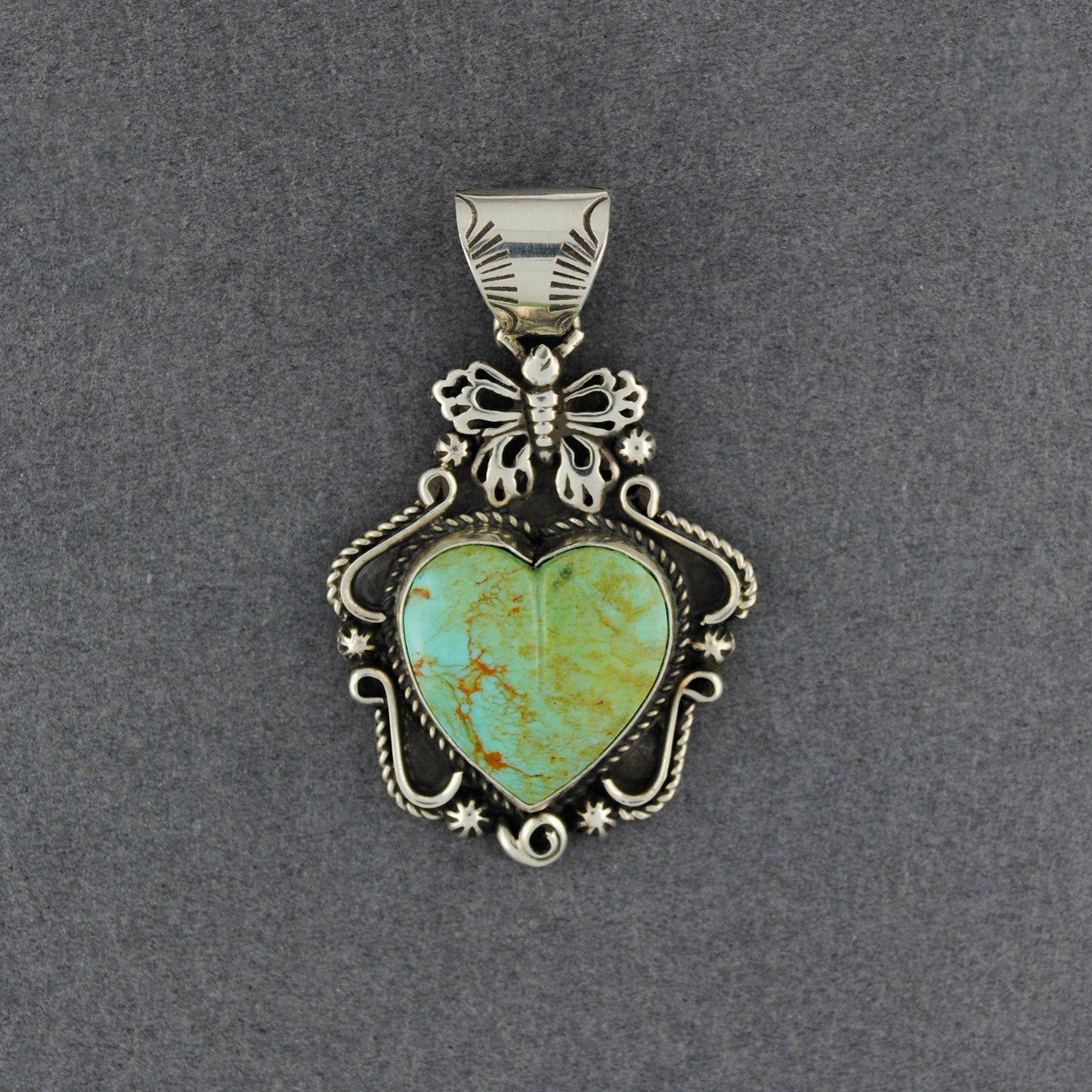 Brenda Jimenez Kingman Turquoise Heart Pendant