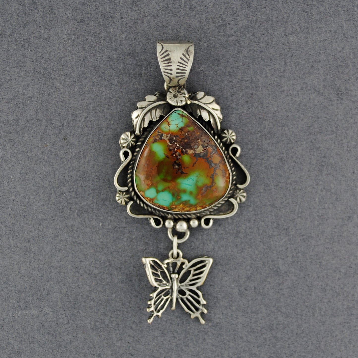 Brenda Jimenez Kingman Turquoise Drop Butterfly Pendant