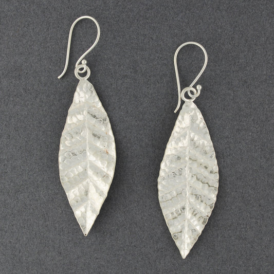 Hill Tribe Silver Hammered Leaf Earrings