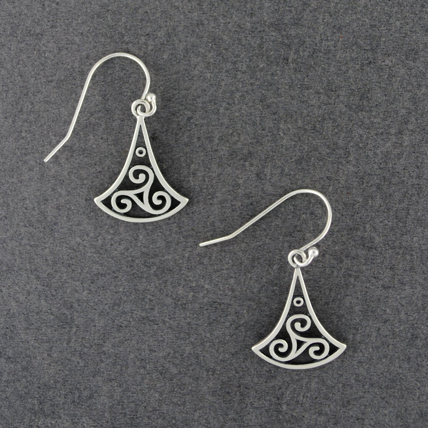 Sterling Silver Triskelion Triangle Earrings