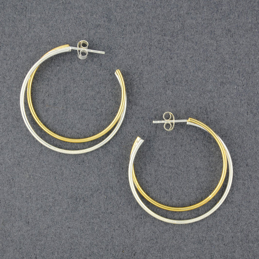 Hill Tribe Silver Two Tone Hoops