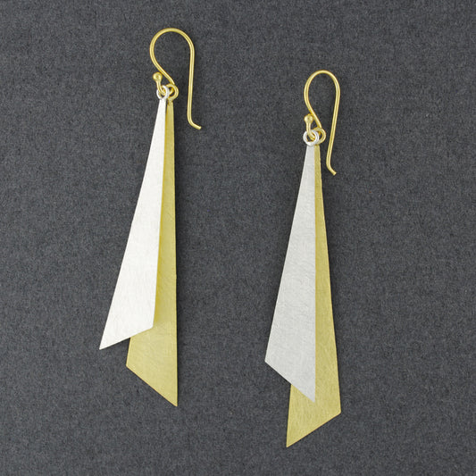 Hill Tribe Silver Two Tone Triangles Earrings