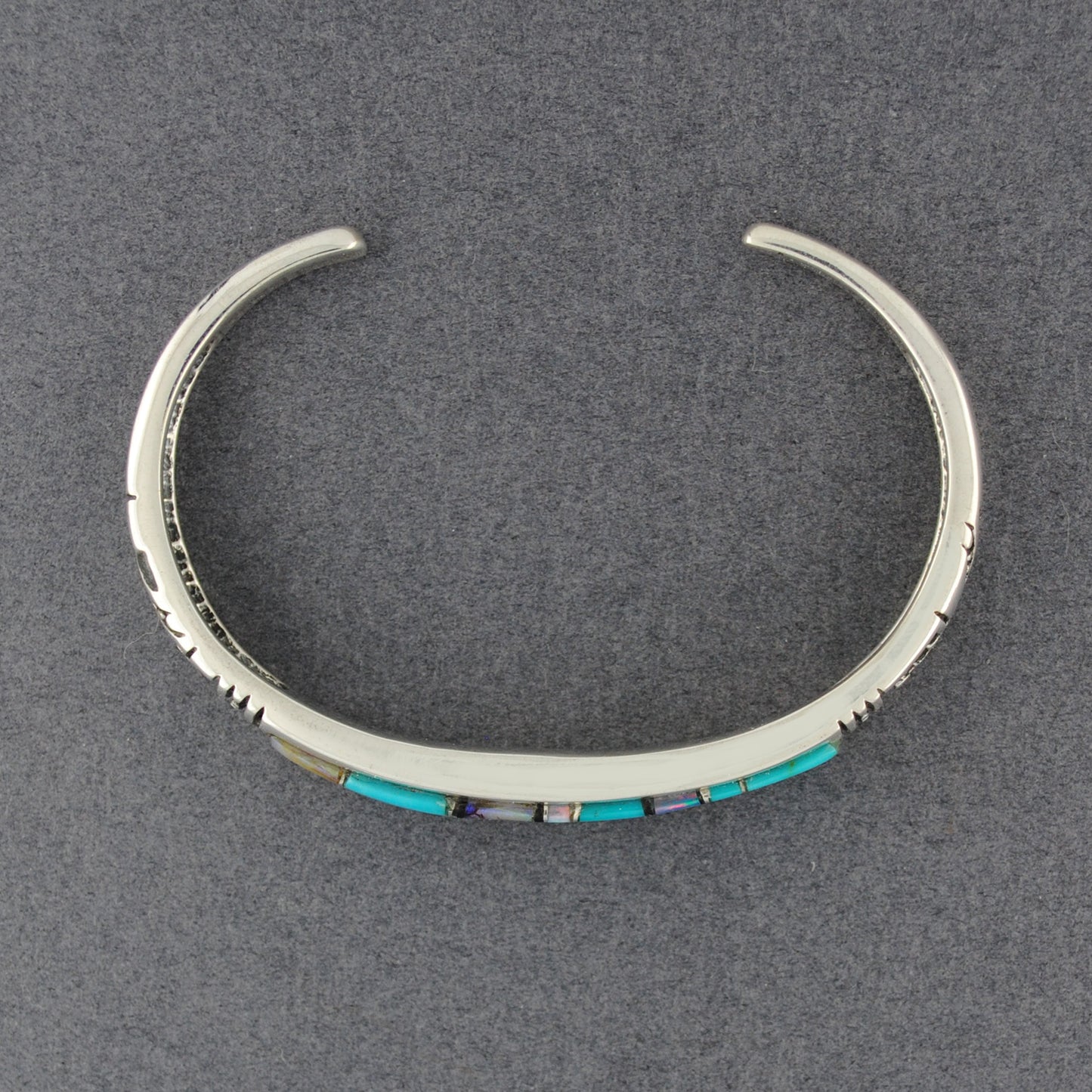 Sterling Silver Spider Web Opal With Carved Detail Cuff Bracelet