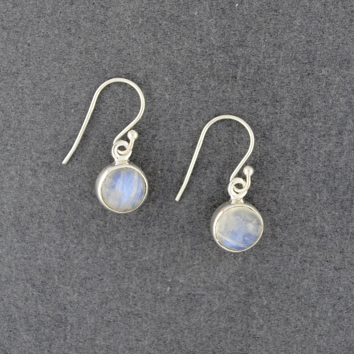 Sterling Silver Rainbow Moonstone Small Circle Earrings