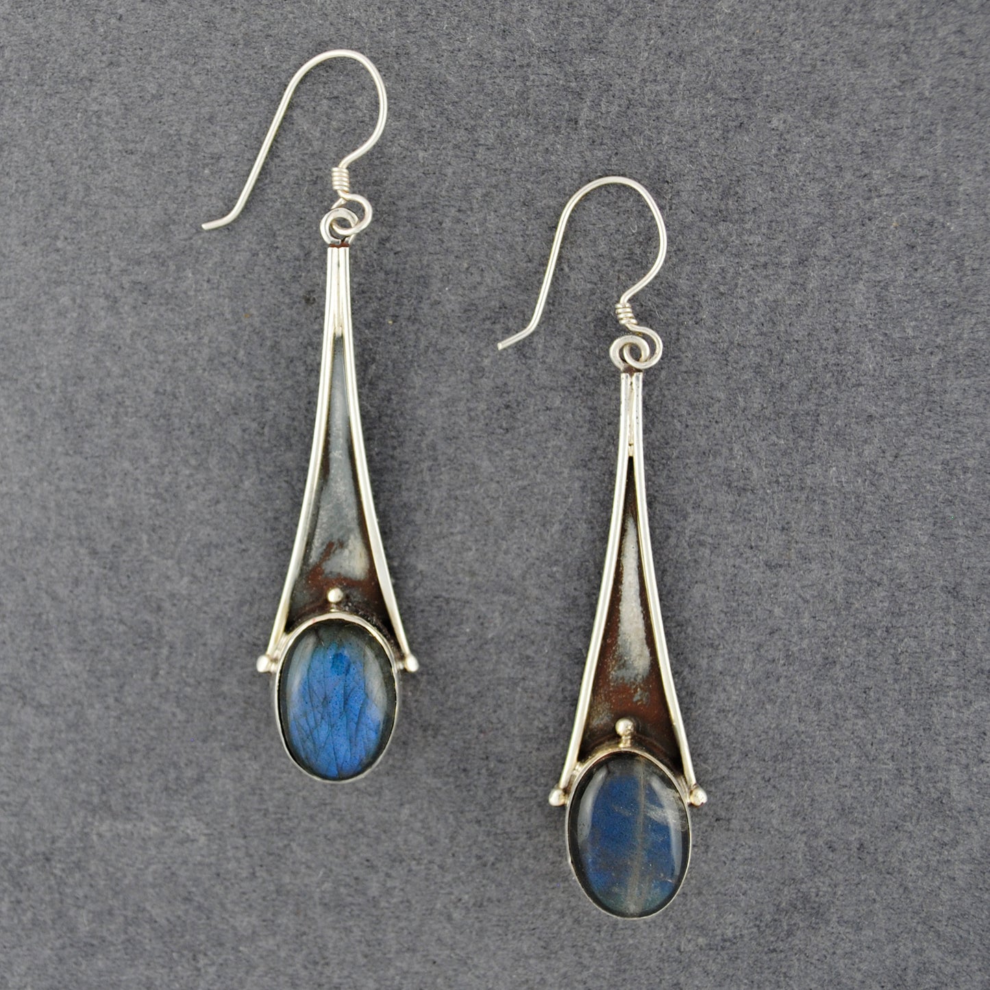 Sterling Silver Labradorite Long Drop Earrings