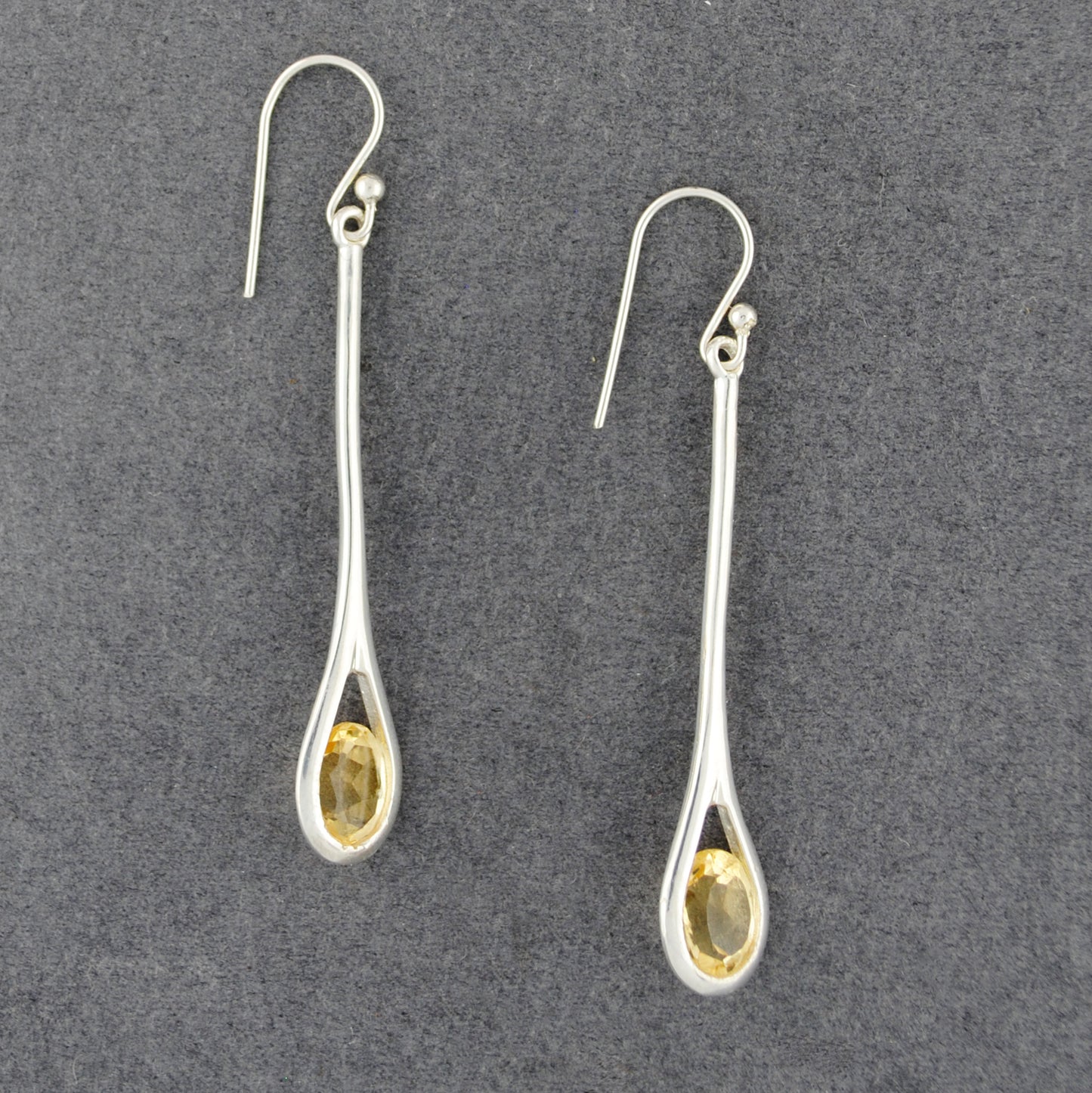 Sterling Silver Citrine Long Drop Earrings