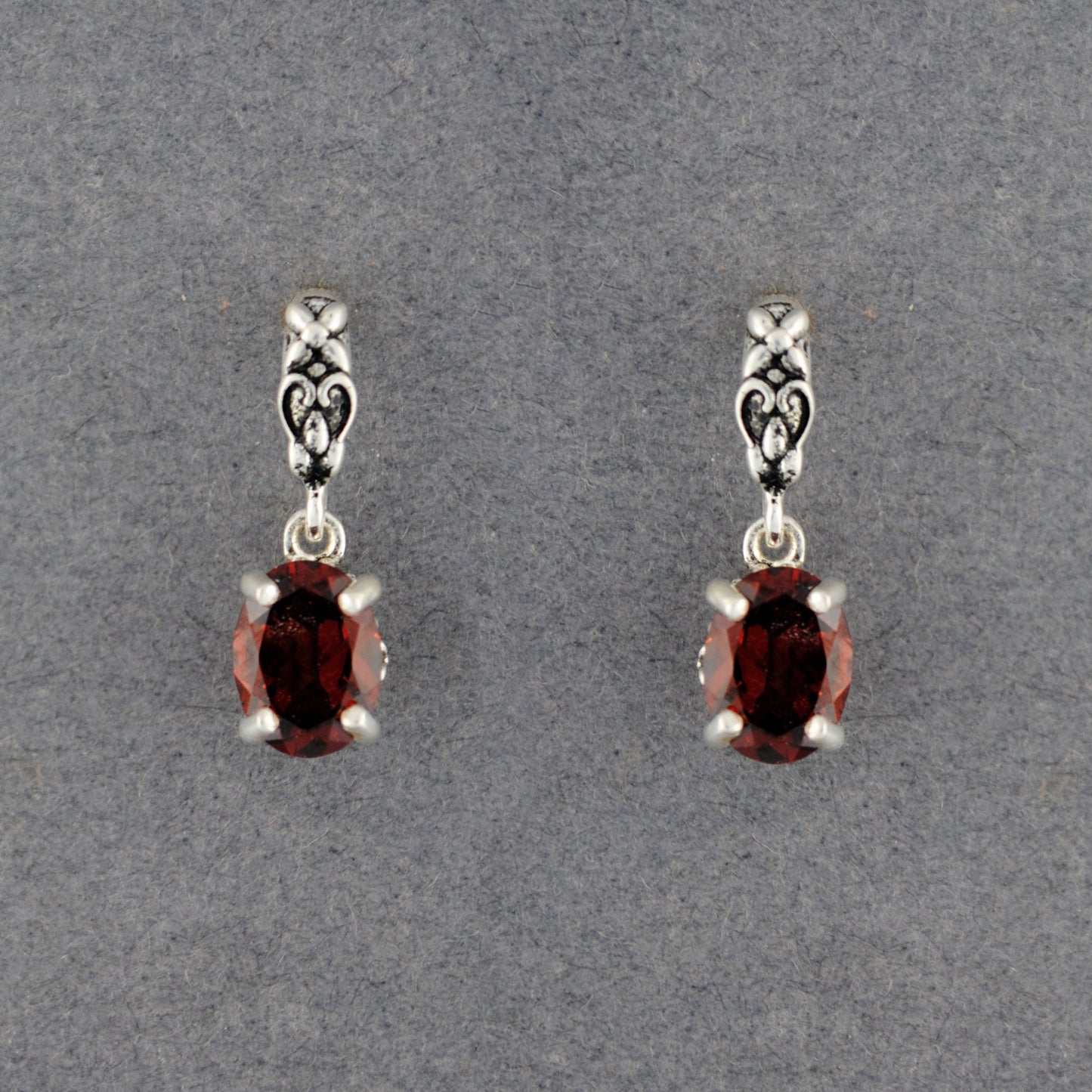 Sterling Silver Garnet Dangle Earrings