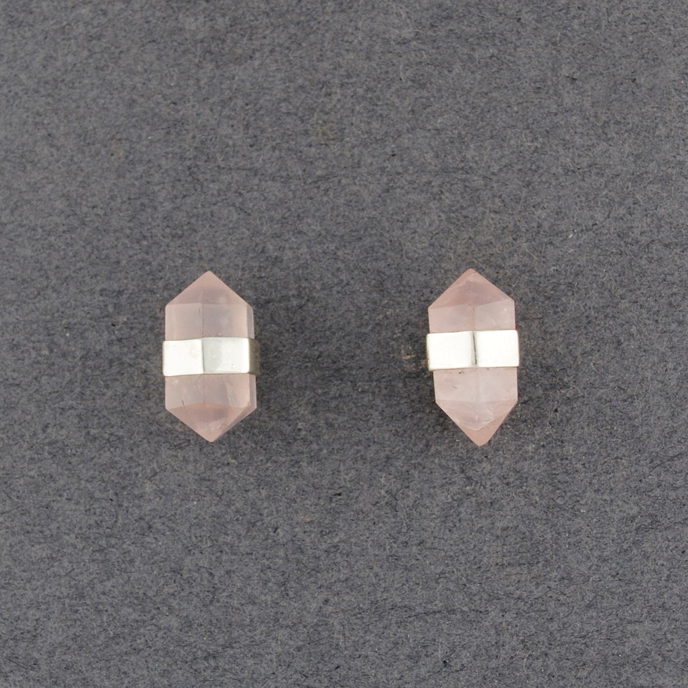 Sterling Silver Rose Quartz Point Stud Earrings