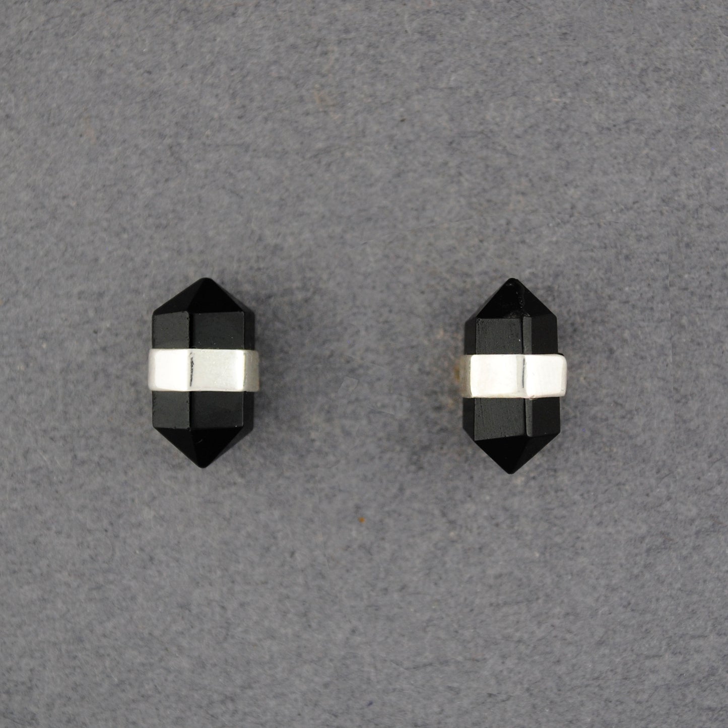 Sterling Silver Onyx Point Stud Earrings