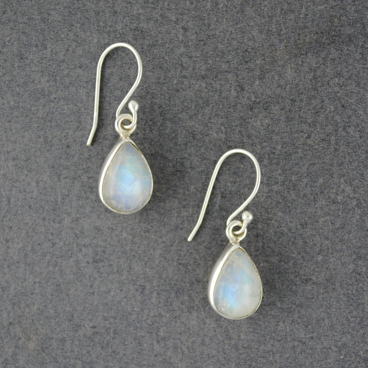 Sterling Silver Rainbow Moonstone Teardrop Earrings