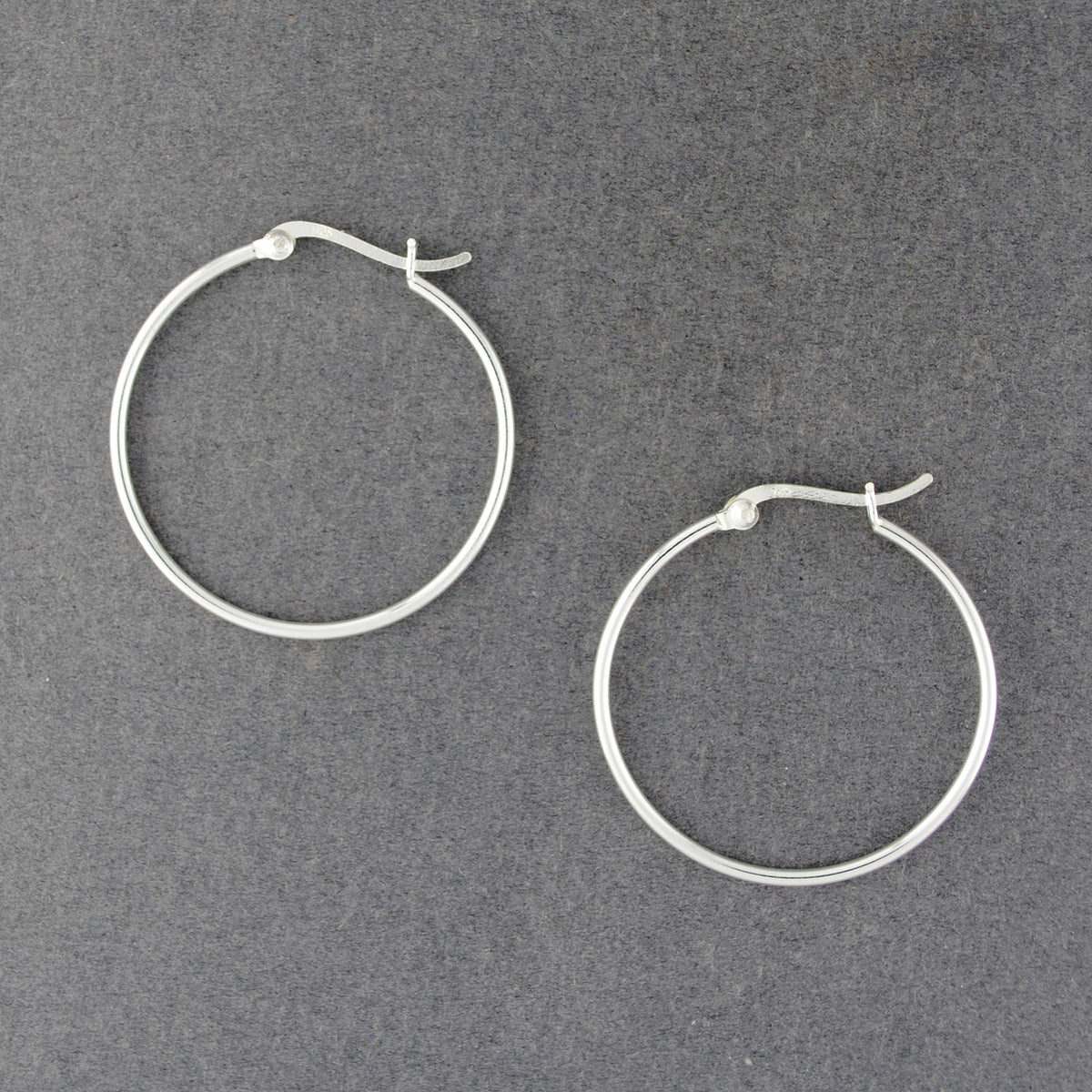 Sterling Silver Medium Click In Hoop Earrings