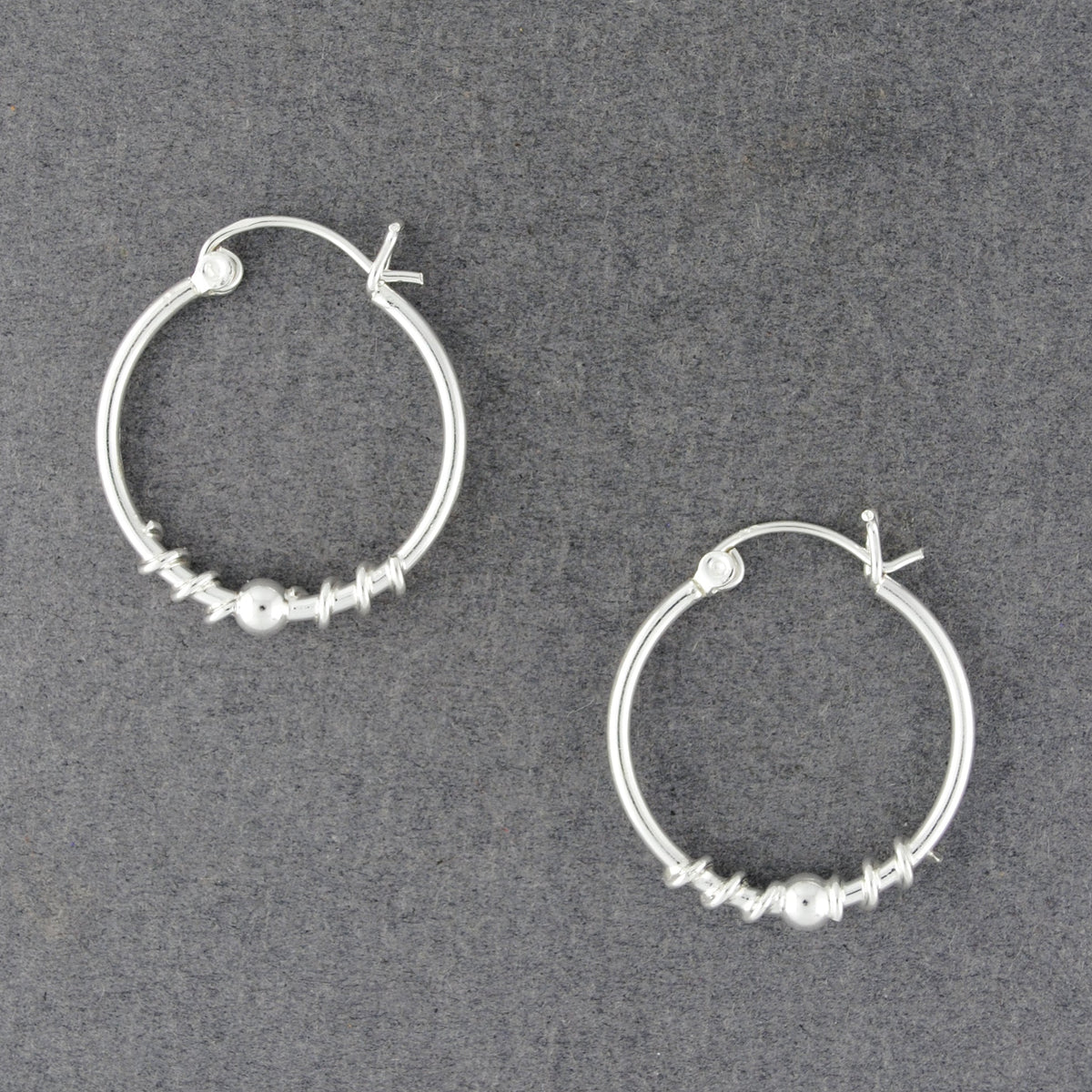 Sterling Silver Twist & Ball Hoop Earrings