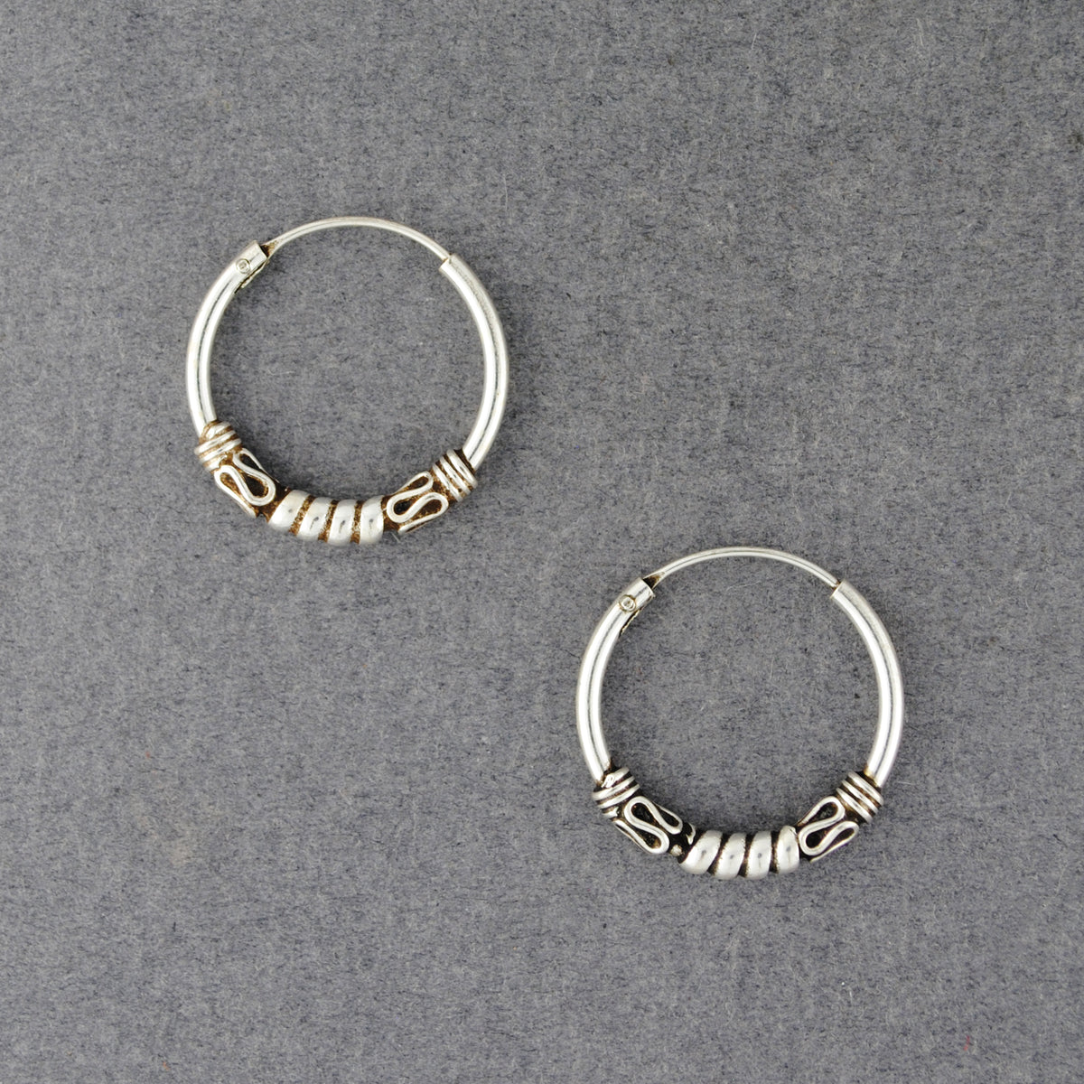 Sterling Silver Small Beaded Hoop Earrings