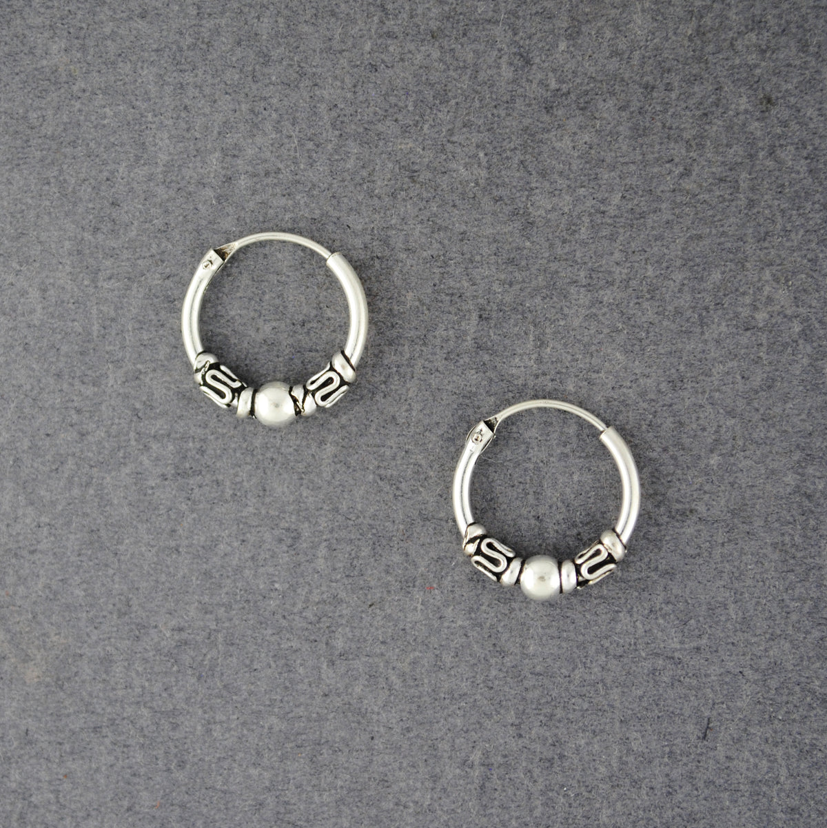 Sterling Silver Mini Beaded Hoop Earrings