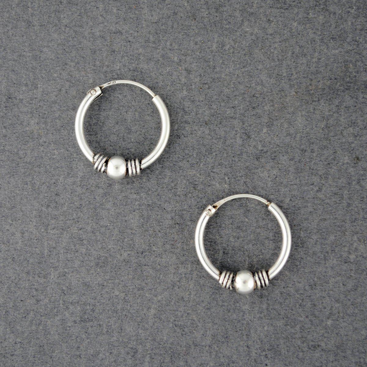 Sterling Silver Mini Bead & Twist Hoop Earrings