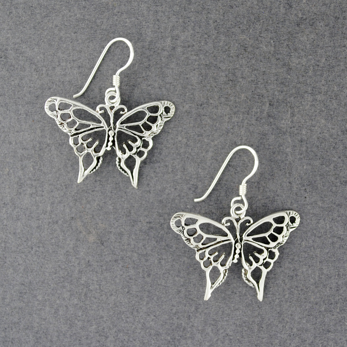 Sterling Silver Antiqued Butterfly Earrings