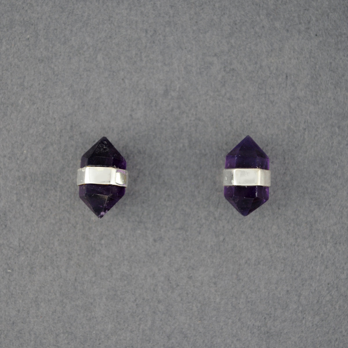 Sterling Silver Amethyst Point Stud Earrings