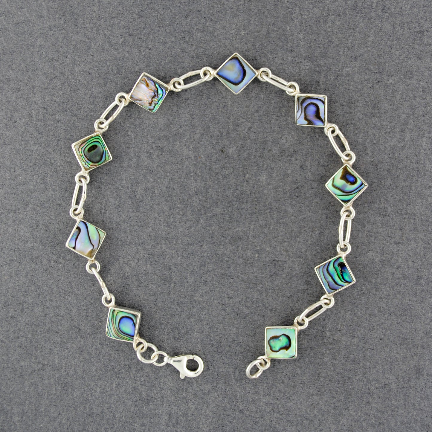 Sterling Silver Abalone Diamond Bracelet
