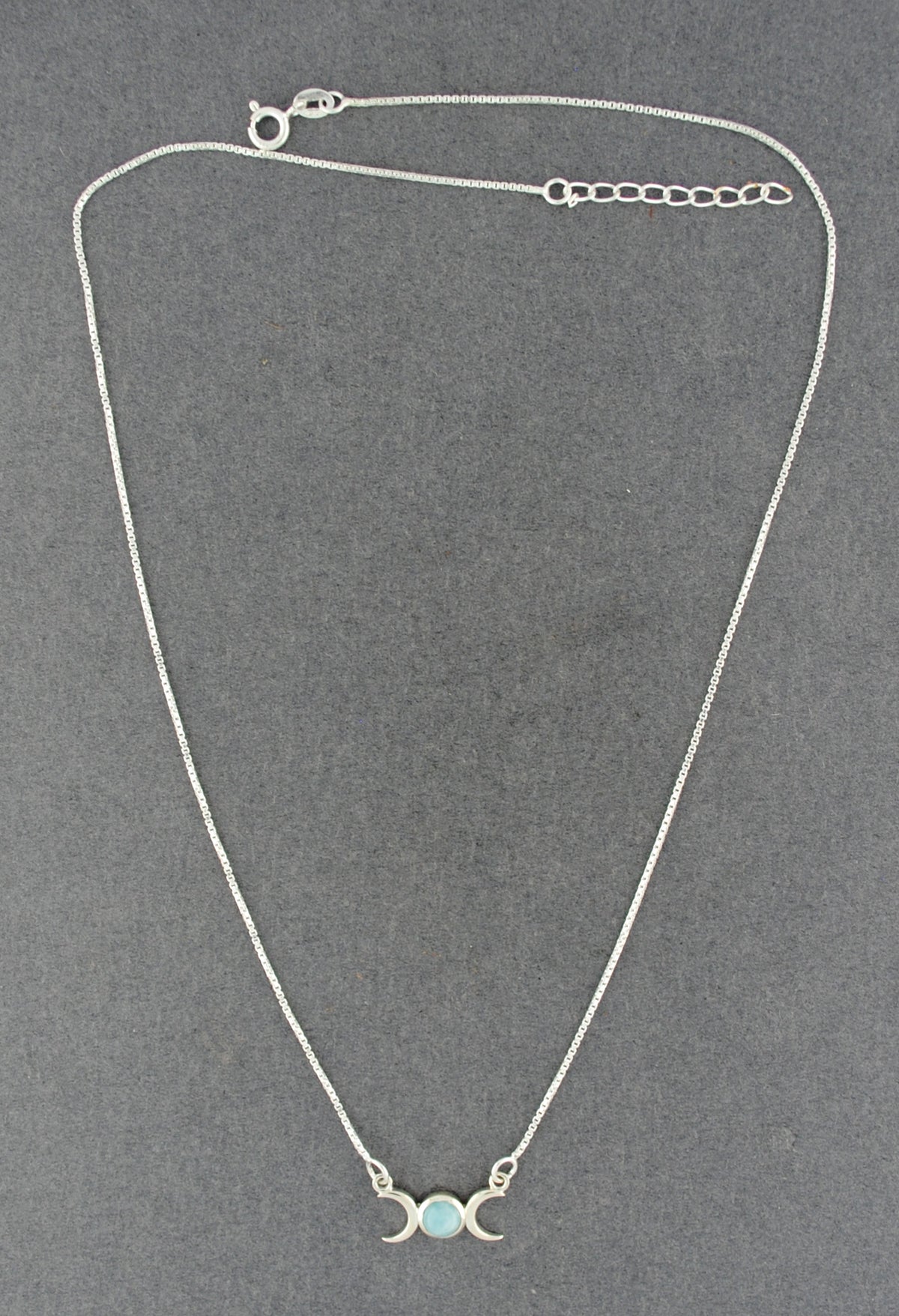 Sterling Silver Larimar Moon Phase Necklace
