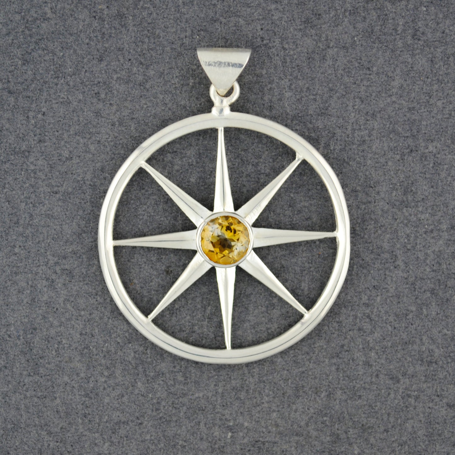 Sterling Silver Citrine Compass Pendant