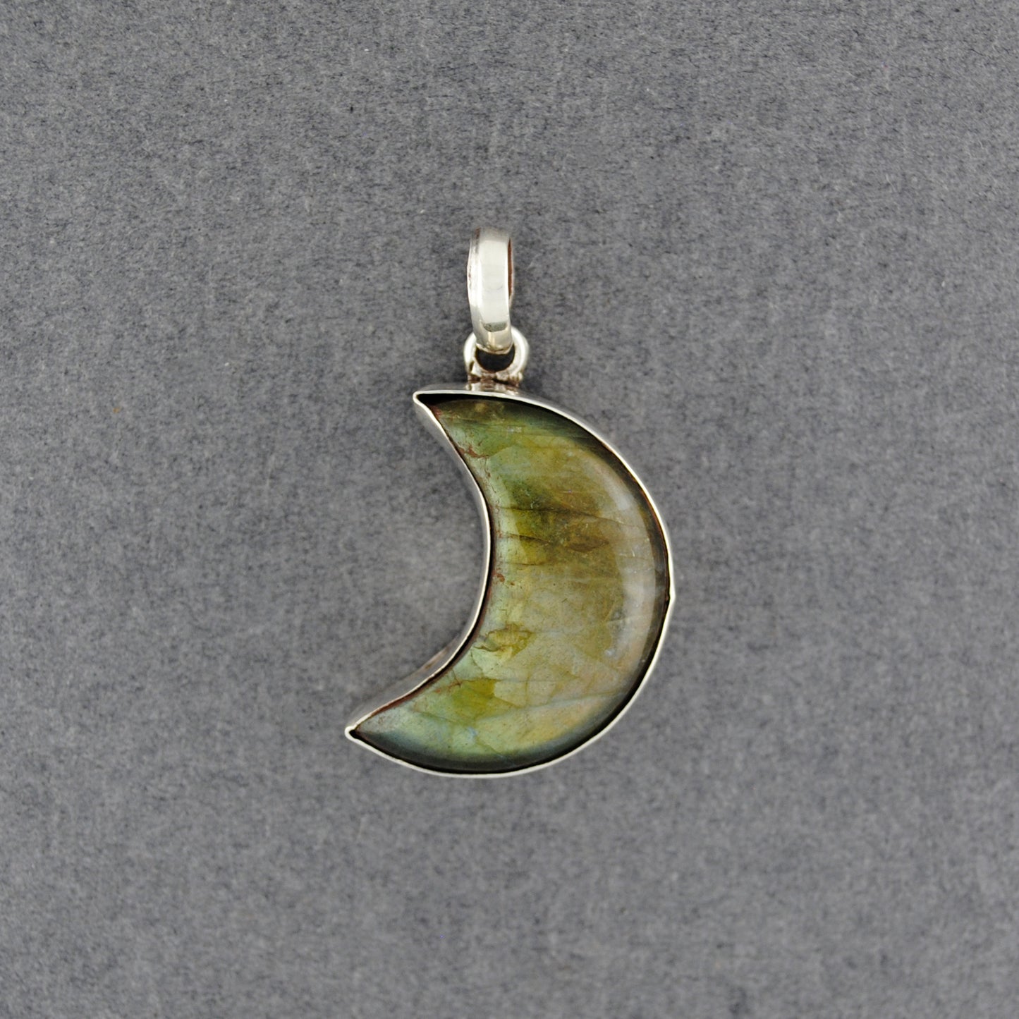 Sterling Silver Labradorite Crescent Moon Pendant