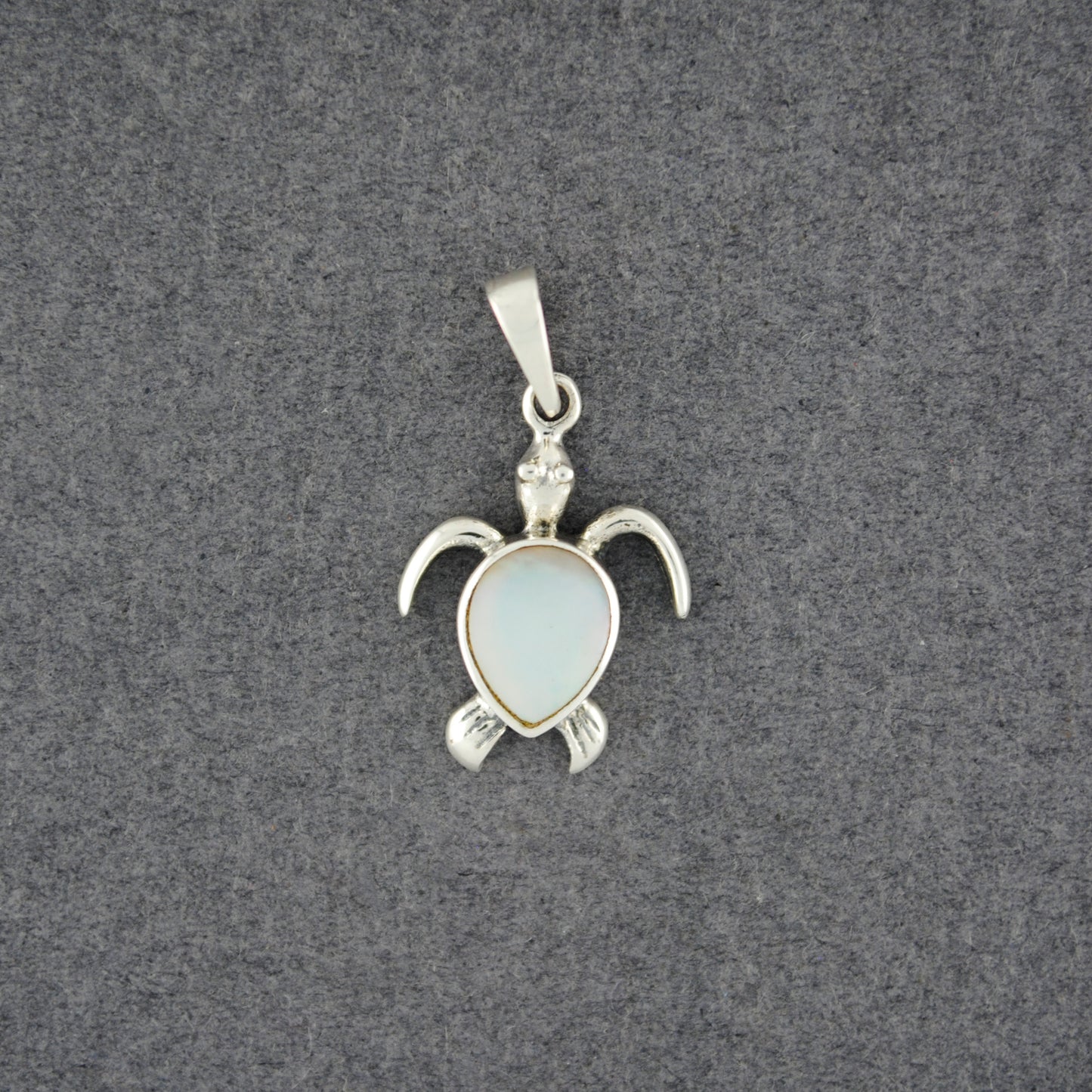 Sterling Silver Mother of Pearl Mini Turtle Pendant
