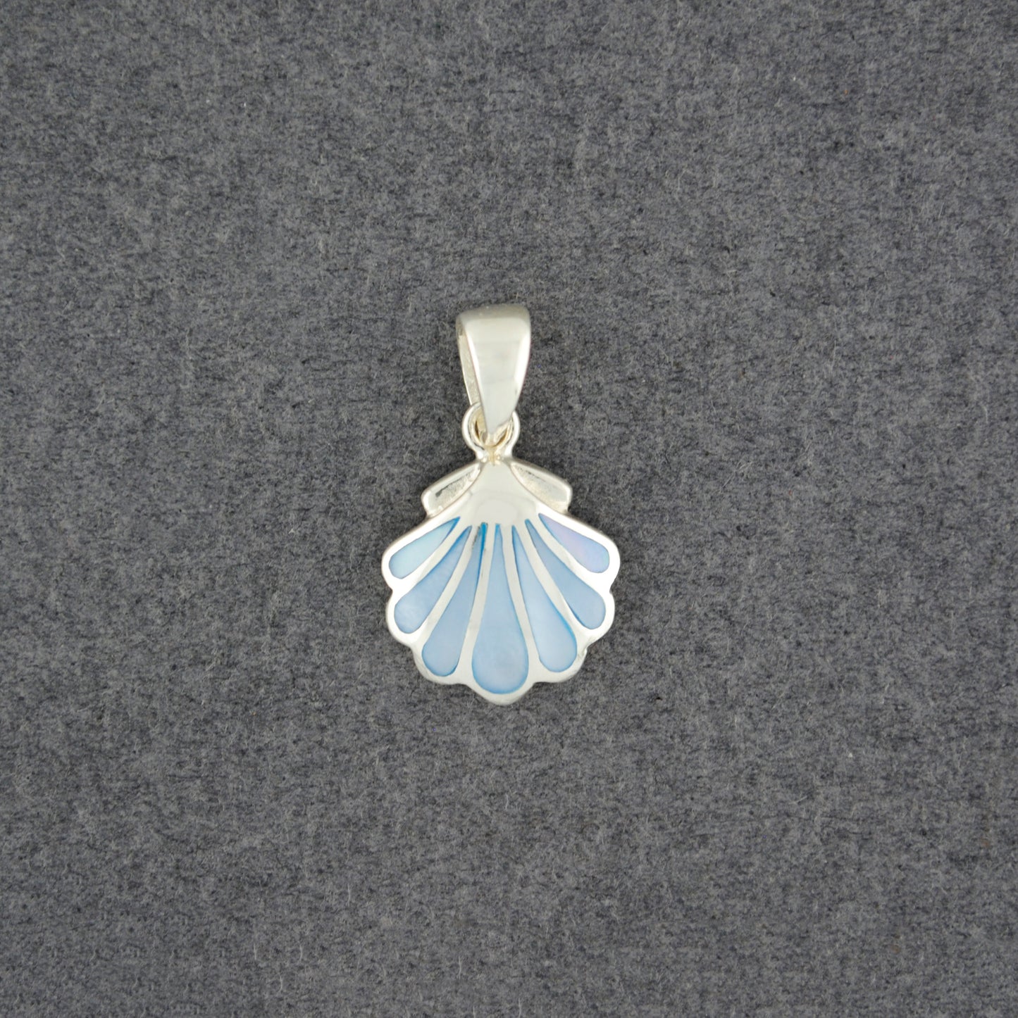 Sterling Silver Blue Mother of Pearl Mini Scallop Shell Pendant