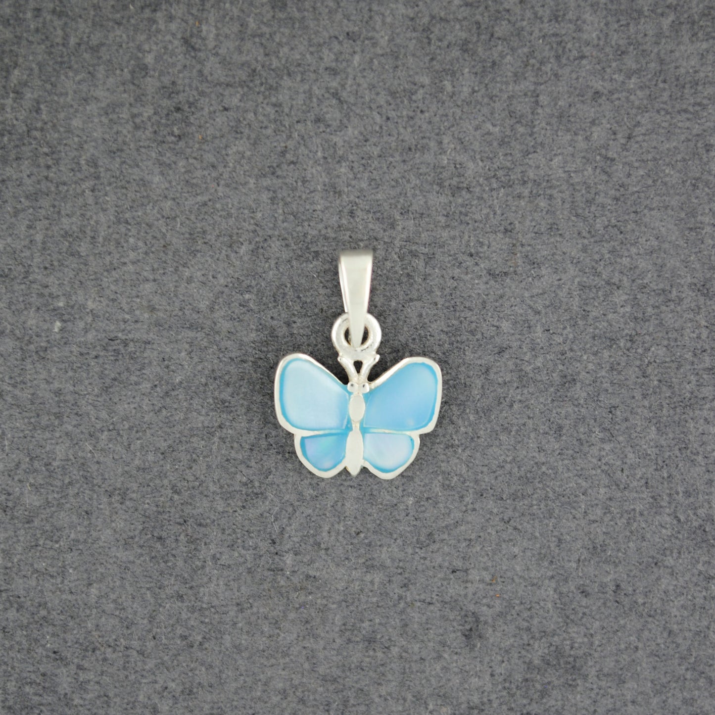 Sterling Silver Blue Mother of Pearl Mini Butterfly Pendant