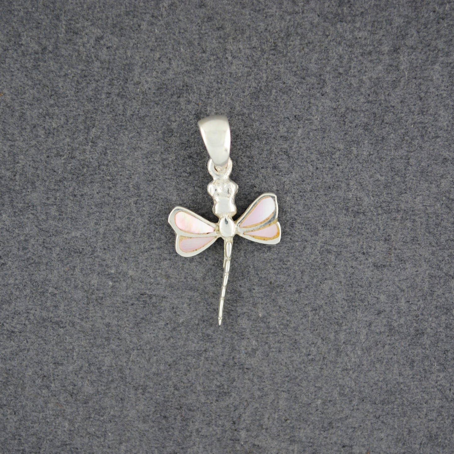 Sterling Silver Pink Mother of Pearl Mini Dragonfly Pendant