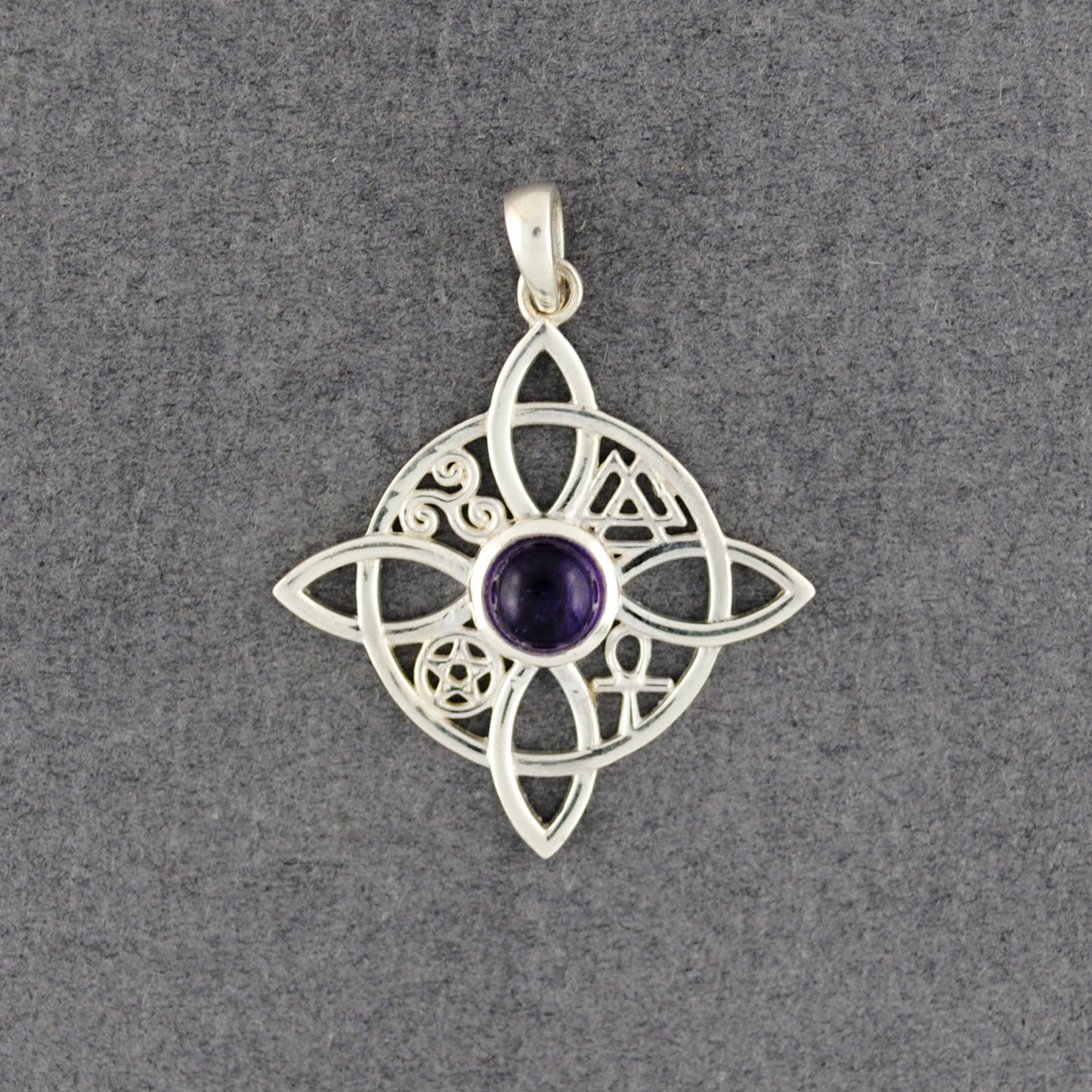 Sterling Silver Amethyst Religious Mandala Pendant