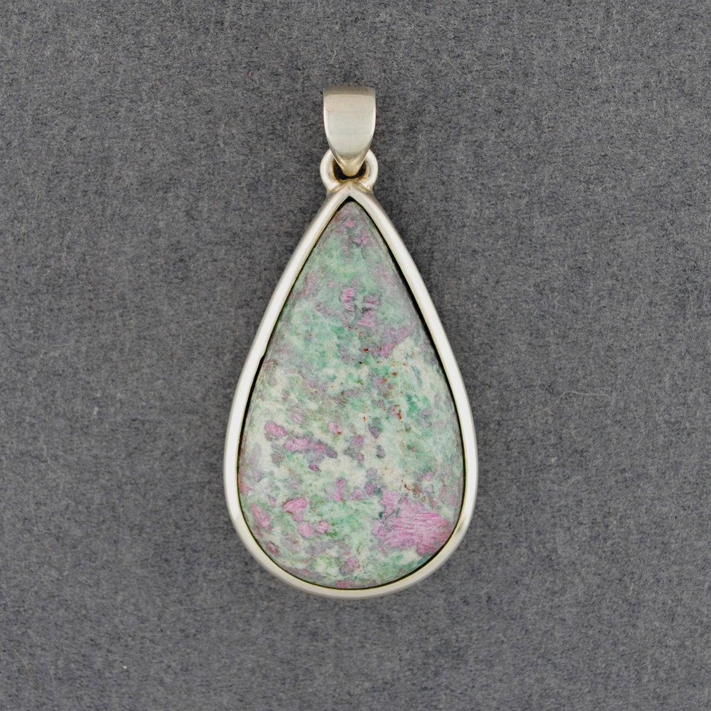 Sterling Silver Ruby Fuchsite Teadrop Pendant