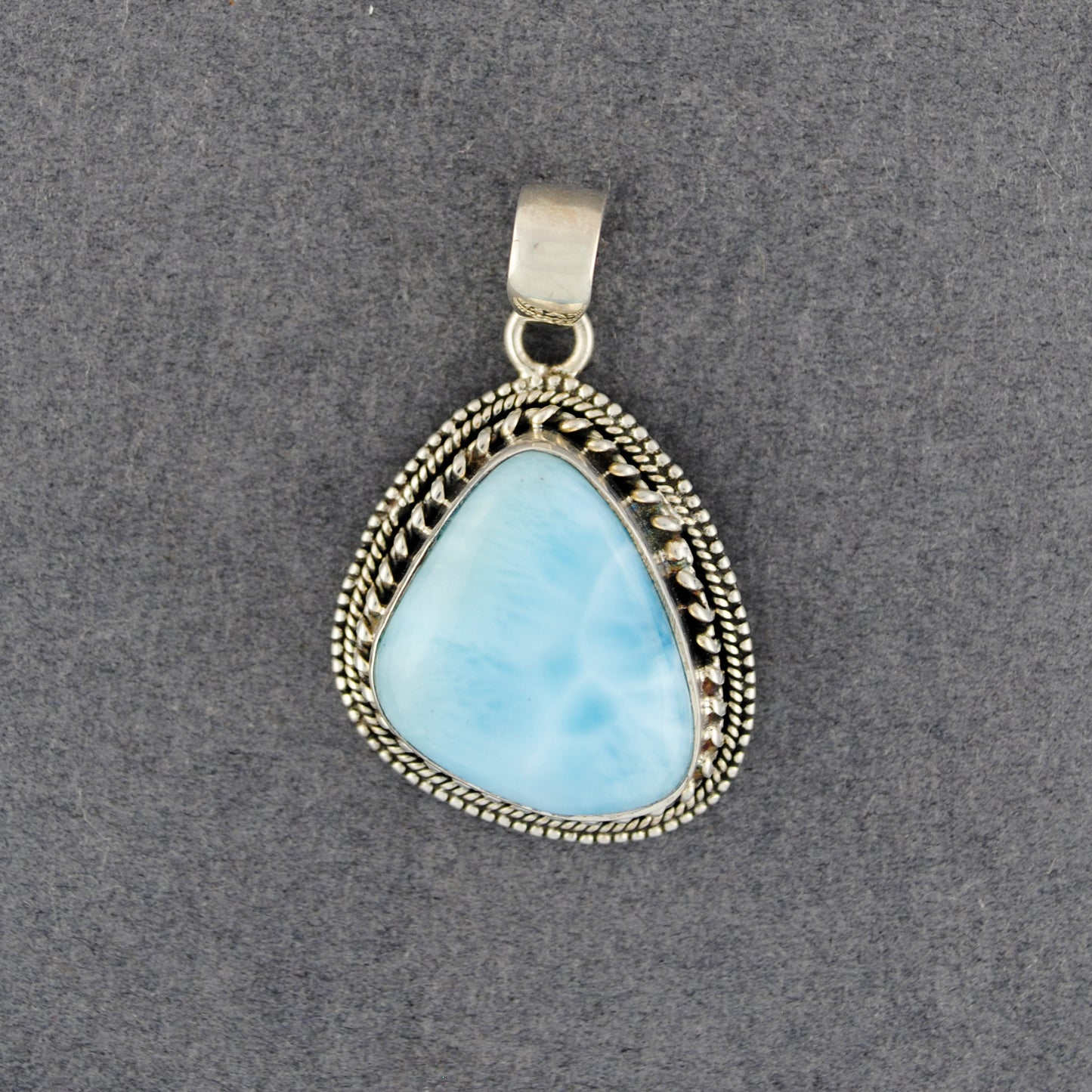Sterling Silver Larimar Antiqued Bezel Pendant