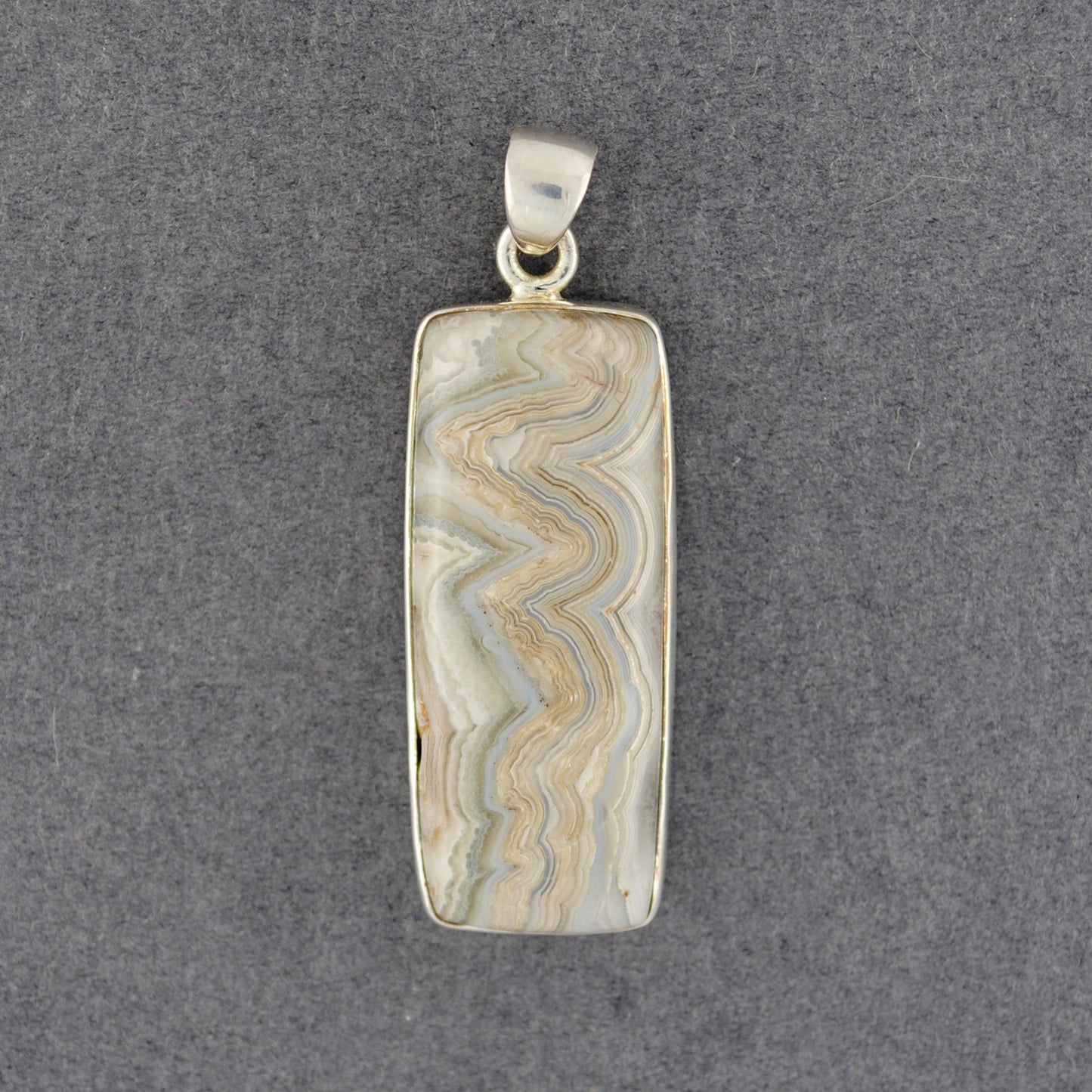 Sterling Silver Agate Rectange Pendant