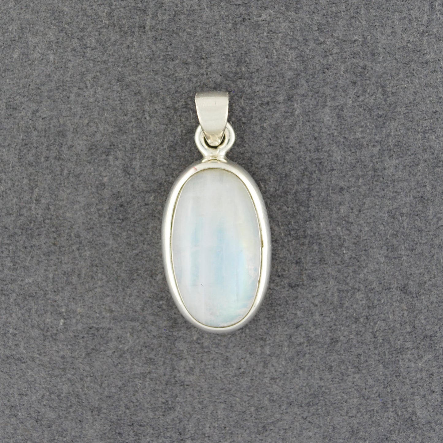 Sterling Silver Rainbow Moonstone Small Oval Pendant