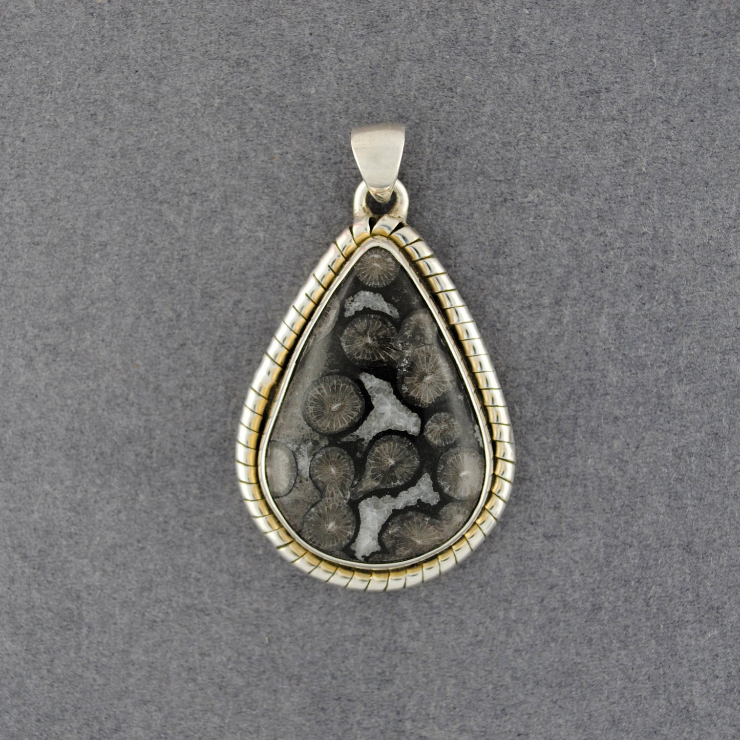 Sterling Silver Seabed Fossil Teardrop Pendant