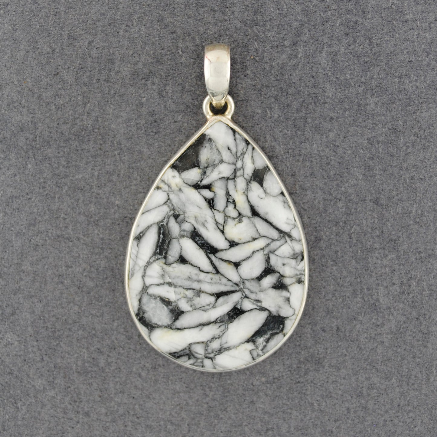 Sterling Silver Pinolite Teardrop Pendant