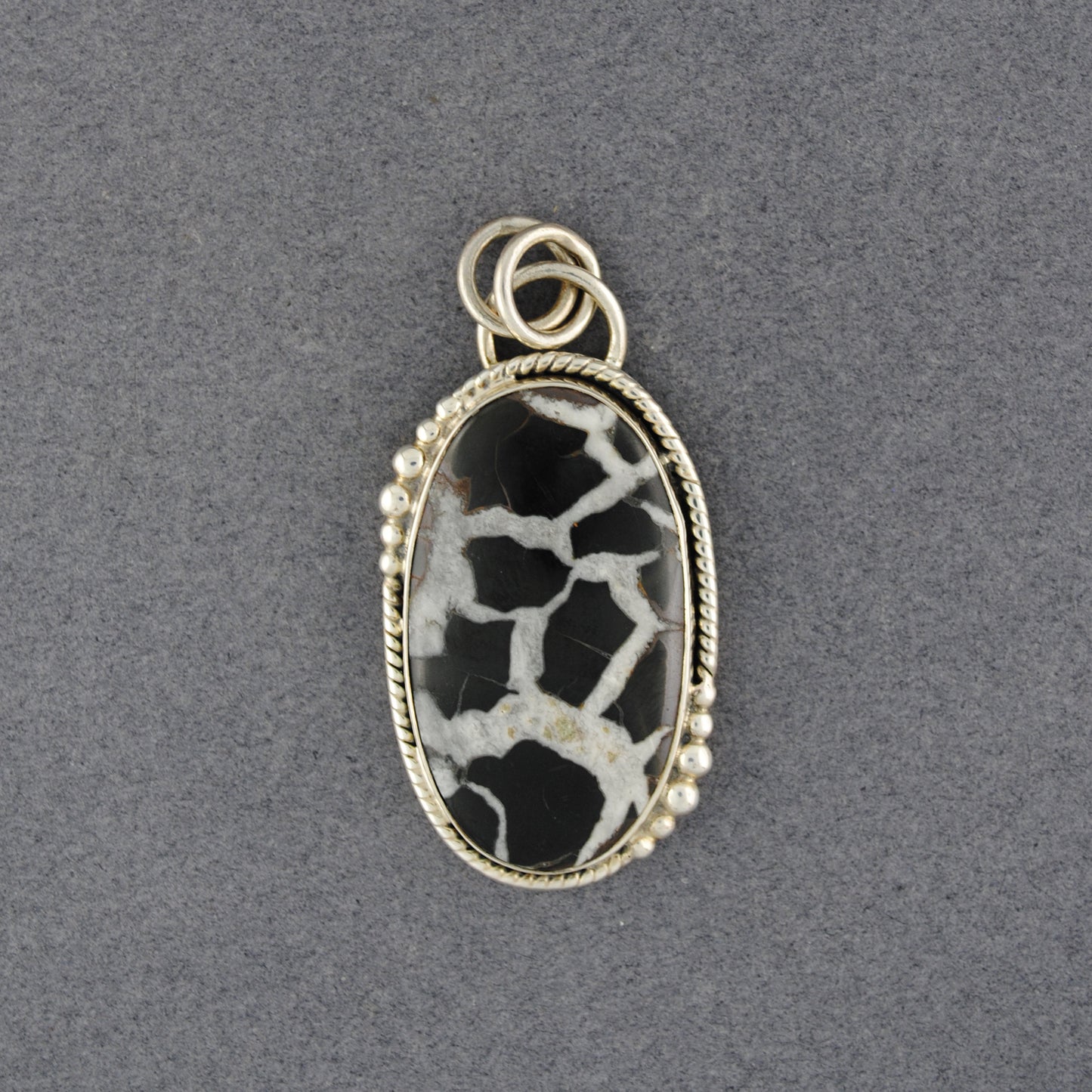 Sterling Silver Septarian Oval Pendant