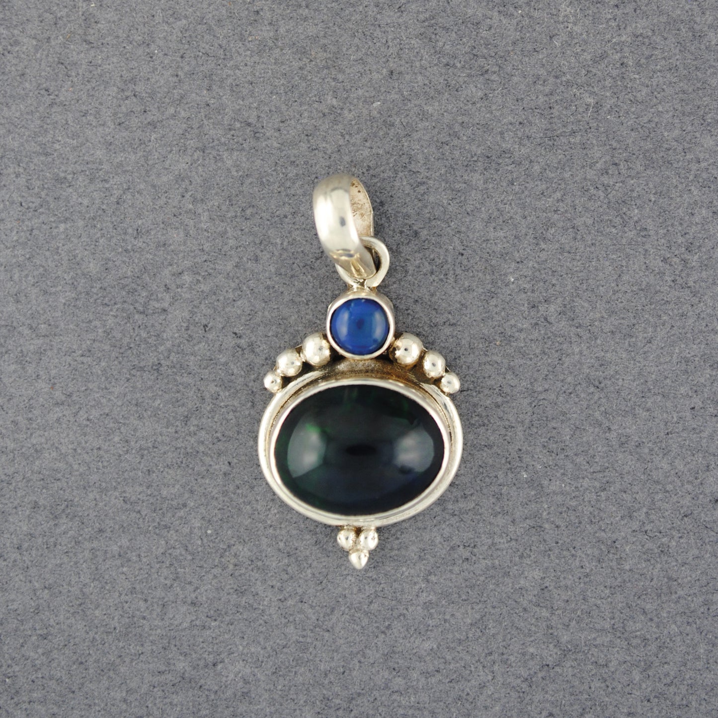 Sterling Silver Ethiopian Opal 2 Stone Pendant
