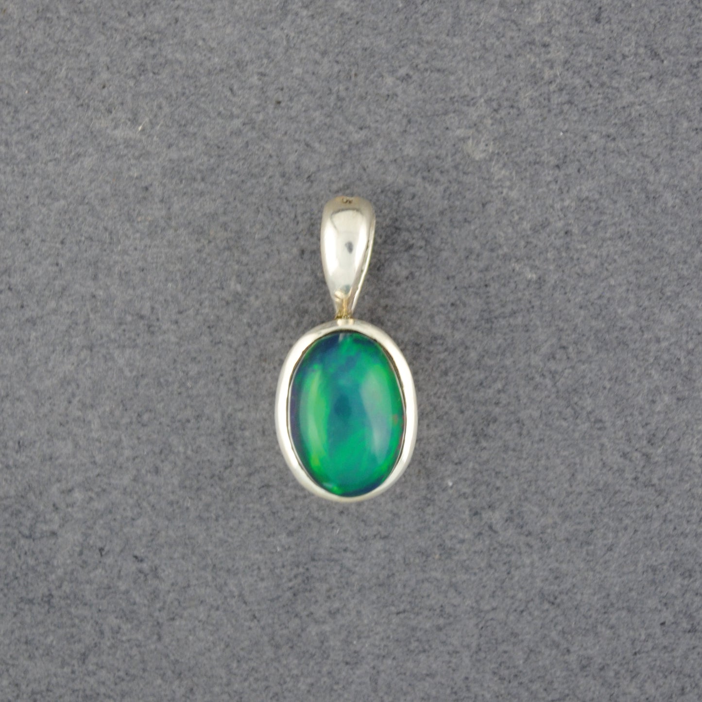 Sterling Silver Green Ethiopian Opal Small Oval Pendant