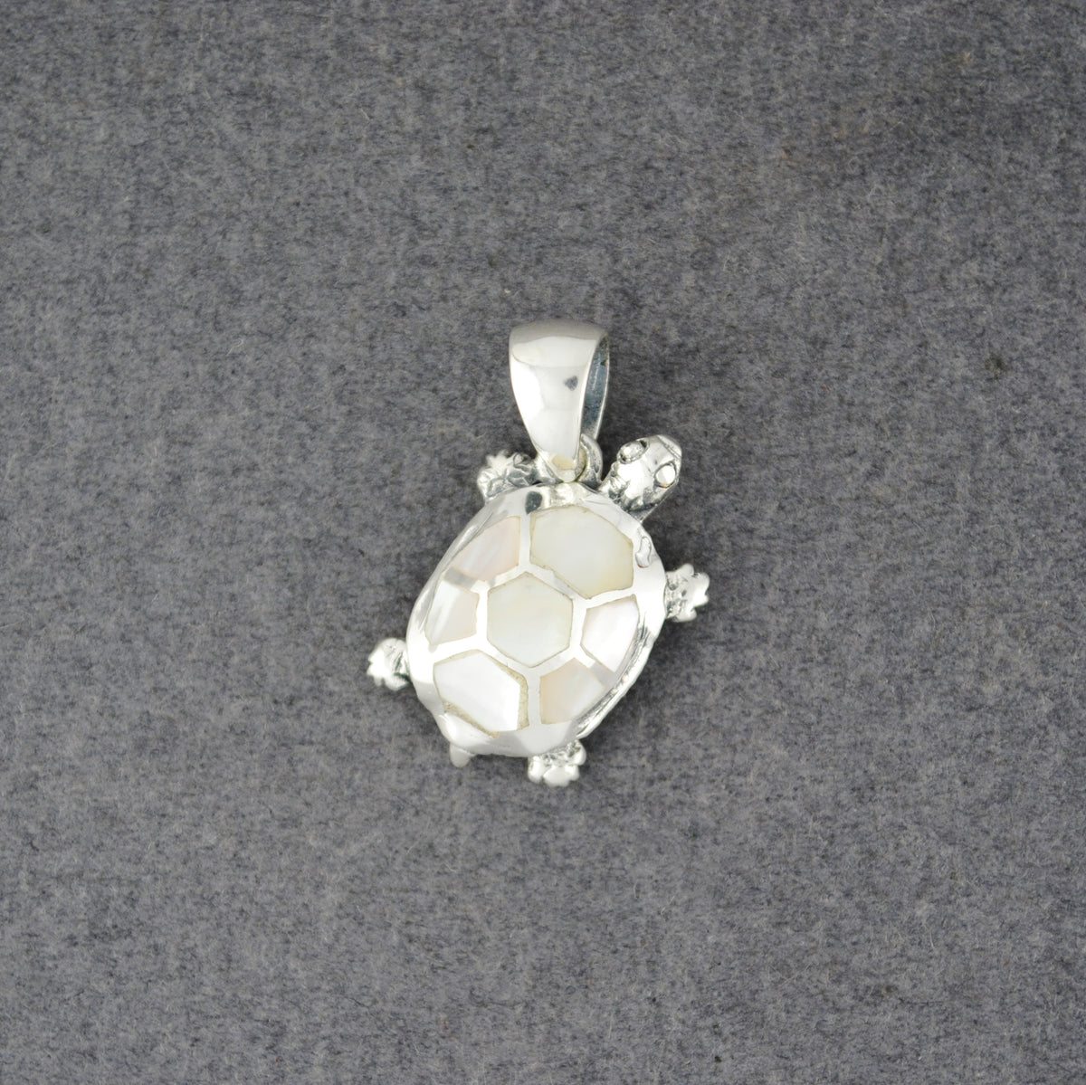 Sterling Silver Mother of Pearl Turtle Pendant