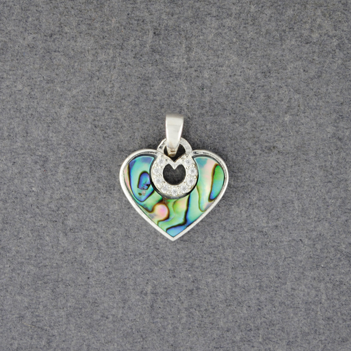 Sterling Silver Abalone Heart Pendant