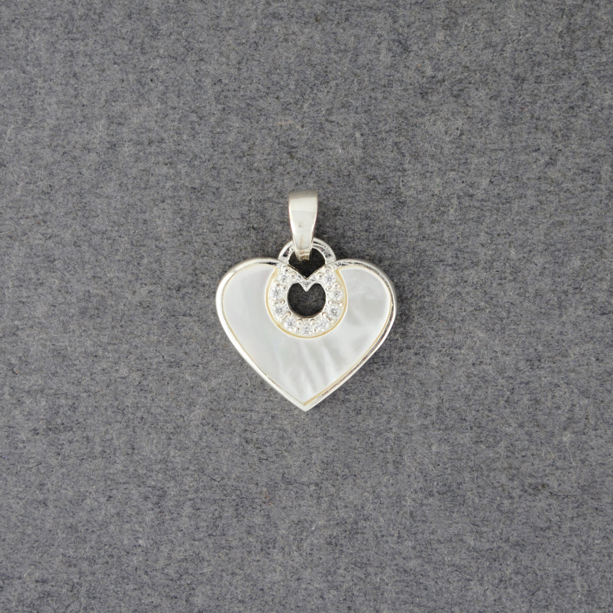 Sterling Silver Mother of Pearl Heart Pendant