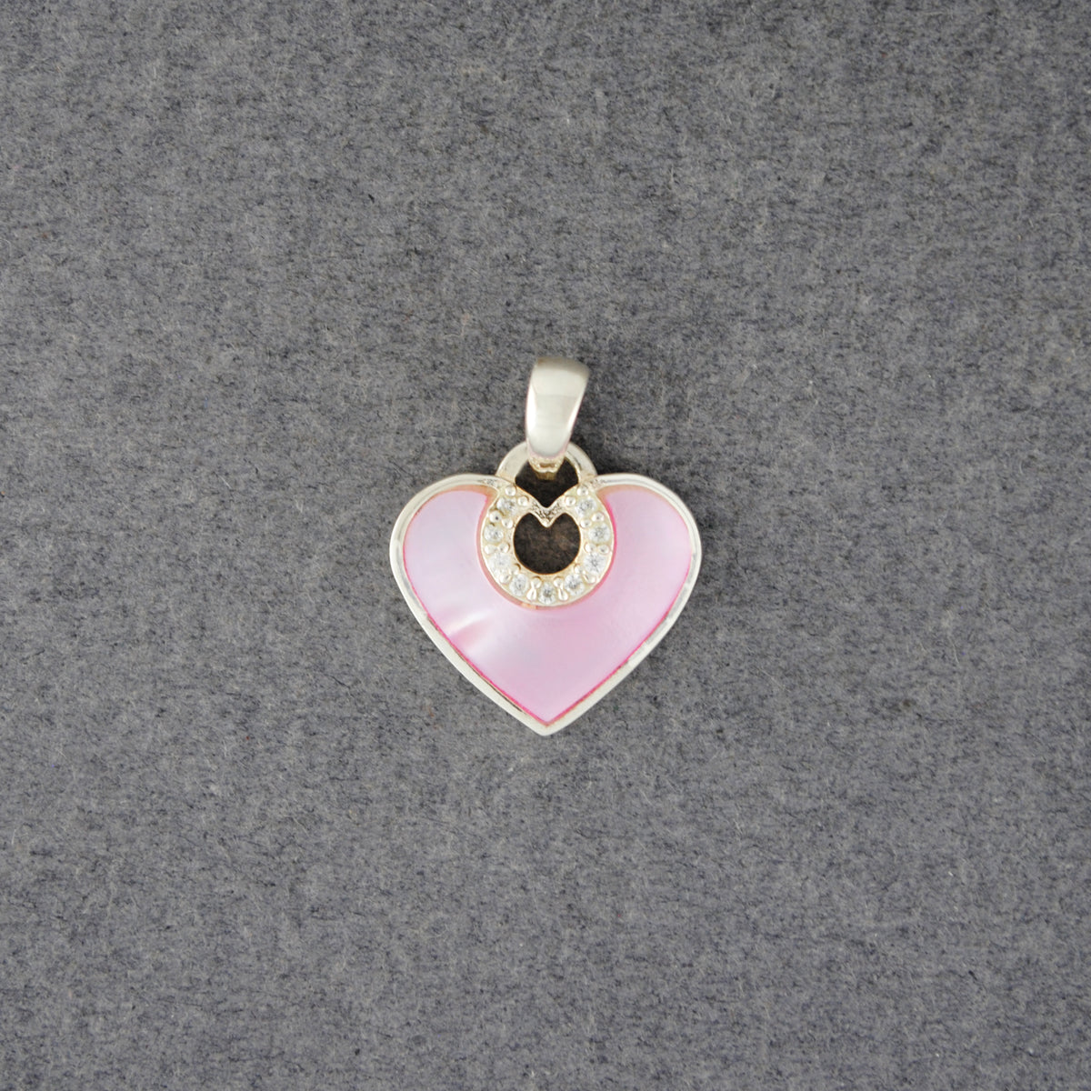 Sterling Silver Pink Mother of Pearl Heart Pendant