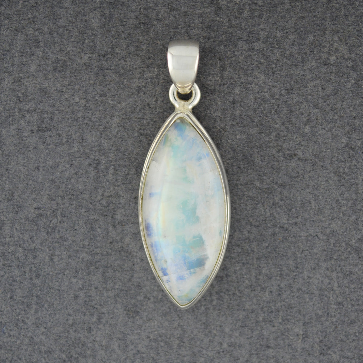 Sterling Silver Rainbow Moonstone Drop Pendant