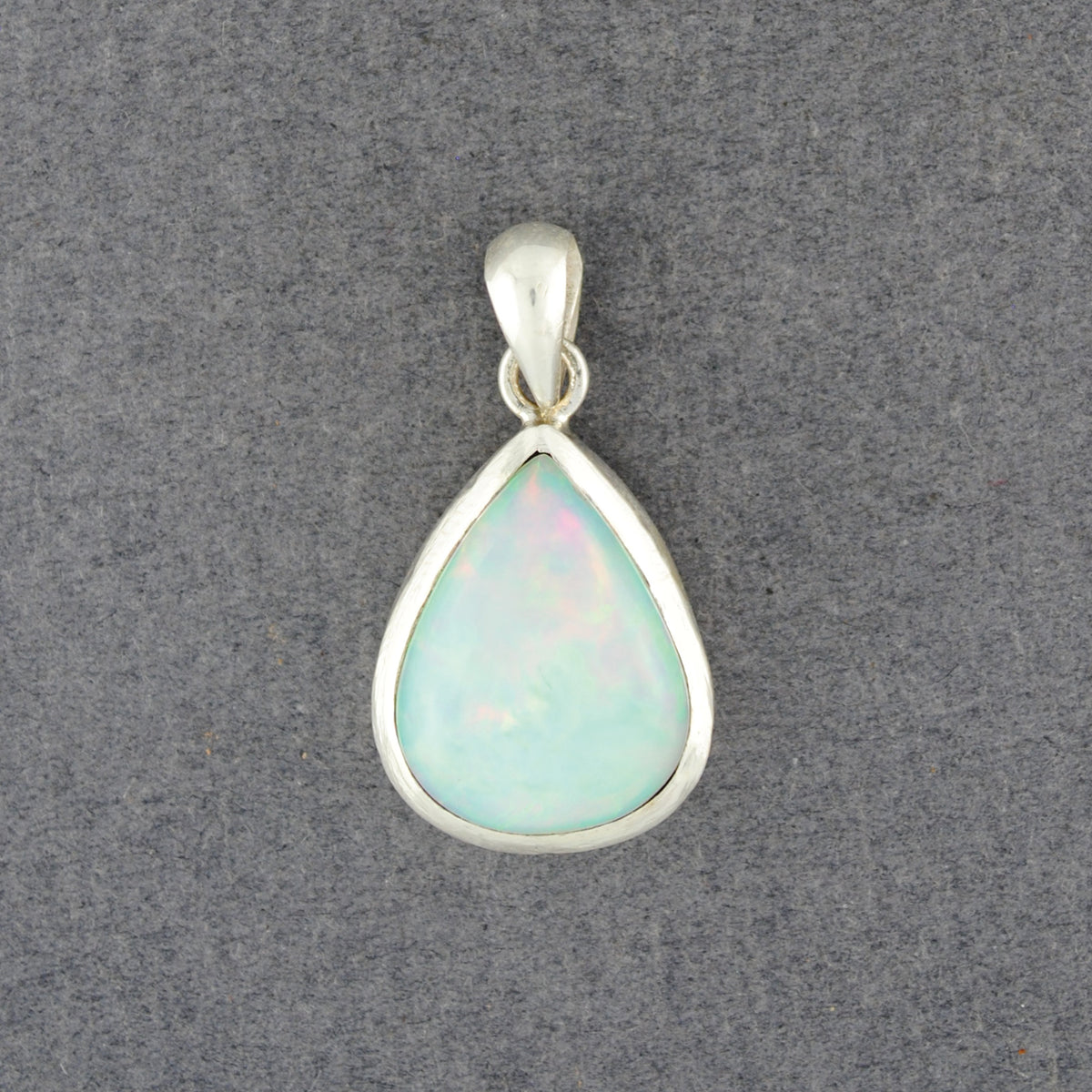 Sterling Silver Opal Wide Teardrop Pendant